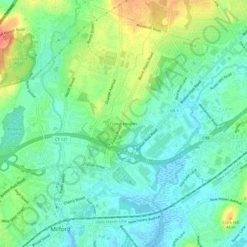 Mappa topografica Forest Heights, altitudine, rilievo