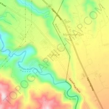 Mappa topografica Balubal, altitudine, rilievo