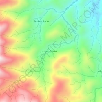 Mappa topografica Alto Pitanga, altitudine, rilievo
