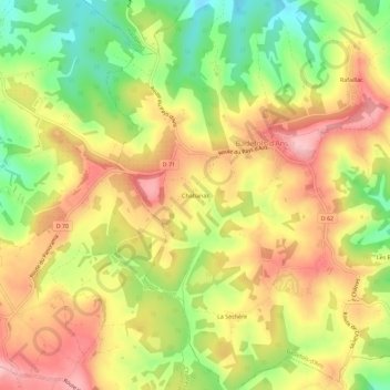 Mappa topografica Chabanas, altitudine, rilievo