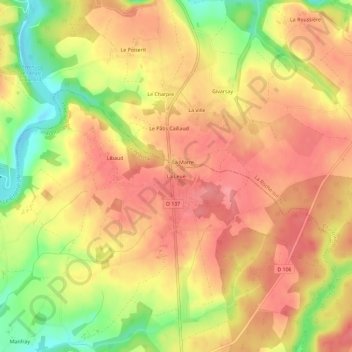 Mappa topografica La Leue, altitudine, rilievo