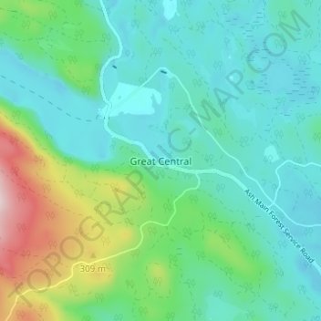 Mappa topografica Great Central, altitudine, rilievo