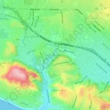 Mappa topografica Las Positas Meadows, altitudine, rilievo