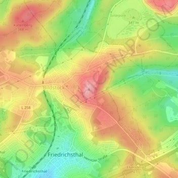 Mappa topografica Hoferkopf, altitudine, rilievo