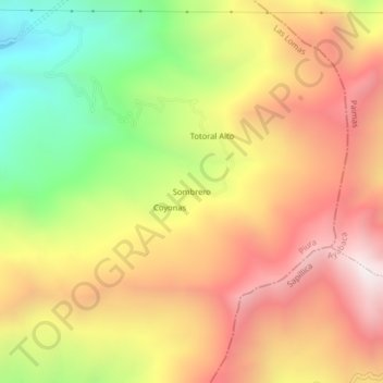 Mappa topografica Sombrero, altitudine, rilievo