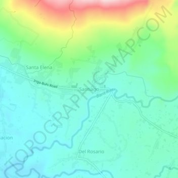 Mappa topografica Santiago, altitudine, rilievo
