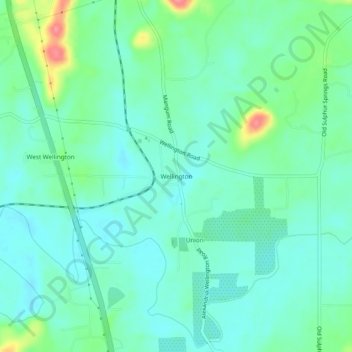Mappa topografica Wellington, altitudine, rilievo