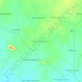 Mappa topografica Veppampalayam, altitudine, rilievo