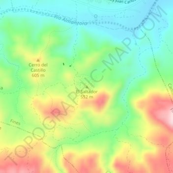 Mappa topografica El Saltador, altitudine, rilievo