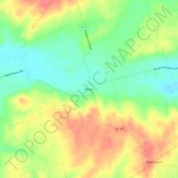 Mappa topografica Mingo, altitudine, rilievo