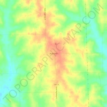 Mappa topografica Buttsville, altitudine, rilievo