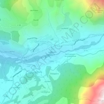 Mappa topografica Le Moulin, altitudine, rilievo