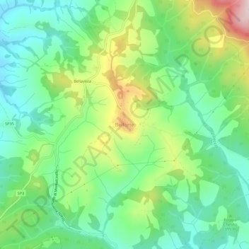 Mappa topografica Belforte, altitudine, rilievo