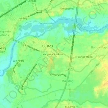 Mappa topografica Margarita Subdivision, altitudine, rilievo