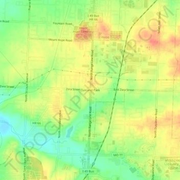 Mappa topografica Oakland Park, altitudine, rilievo