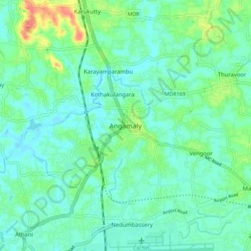 Mappa topografica Angamaly, altitudine, rilievo