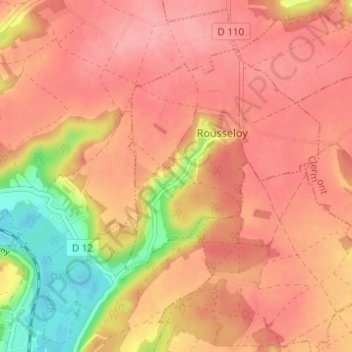 Mappa topografica Flandre, altitudine, rilievo