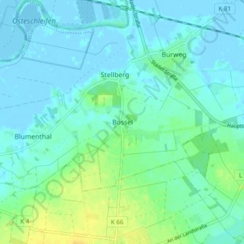 Mappa topografica Bossel, altitudine, rilievo