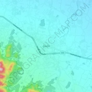 Mappa topografica Ban Bueng, altitudine, rilievo