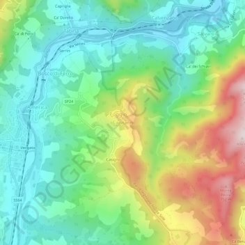 Mappa topografica Carviano, altitudine, rilievo