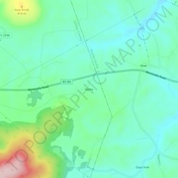 Mappa topografica Alpha, altitudine, rilievo