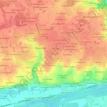 Mappa topografica Les Clerisseaux, altitudine, rilievo