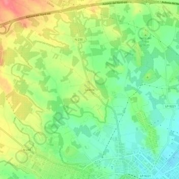 Mappa topografica Gualda, altitudine, rilievo