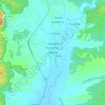 Mappa topografica เชียงดาว, altitudine, rilievo
