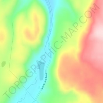 Mappa topografica Obsidian Cliff, altitudine, rilievo