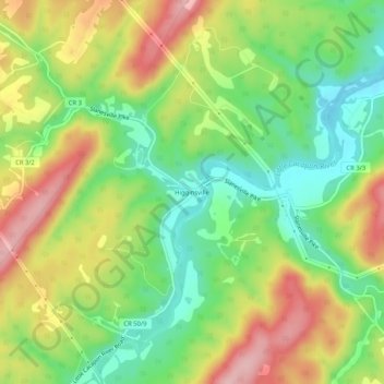 Mappa topografica Higginsville, altitudine, rilievo