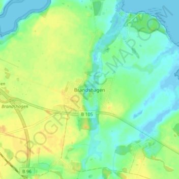 Mappa topografica Brandshagen, altitudine, rilievo