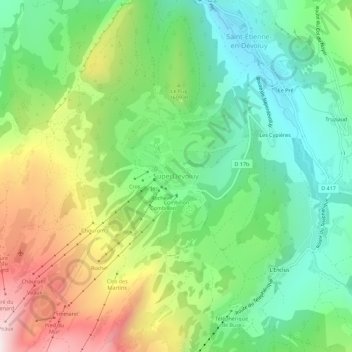 Mappa topografica SuperDévoluy, altitudine, rilievo
