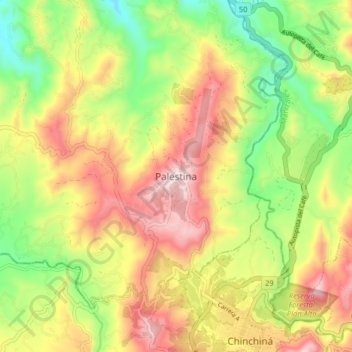 Mappa topografica Palestina, altitudine, rilievo