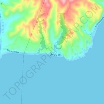 Mappa topografica Kayuganan, altitudine, rilievo