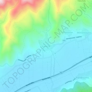 Mappa topografica Domatia, altitudine, rilievo