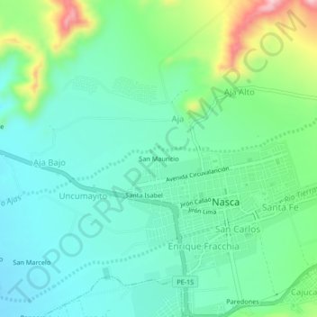 Mappa topografica San Mauricio, altitudine, rilievo