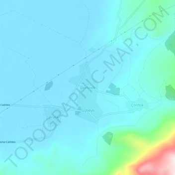 Mappa topografica Demireli, altitudine, rilievo