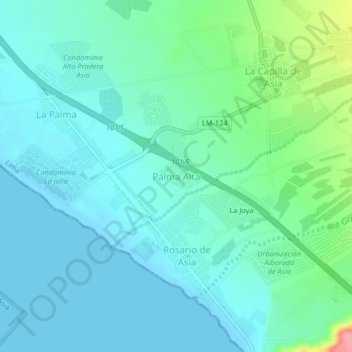 Mappa topografica Palma Alta, altitudine, rilievo