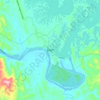 Mappa topografica Kaptai, altitudine, rilievo