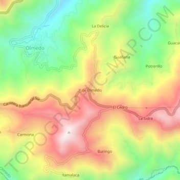 Mappa topografica Y de Olmedo, altitudine, rilievo