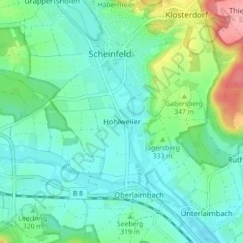 Mappa topografica Hohlweiler, altitudine, rilievo