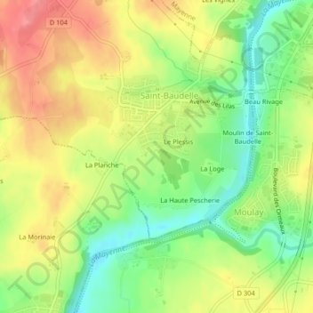 Mappa topografica L'Aiguillon, altitudine, rilievo