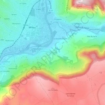 Mappa topografica La Coste, altitudine, rilievo