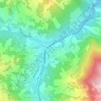 Mappa topografica Prati di Castel di Casio, altitudine, rilievo
