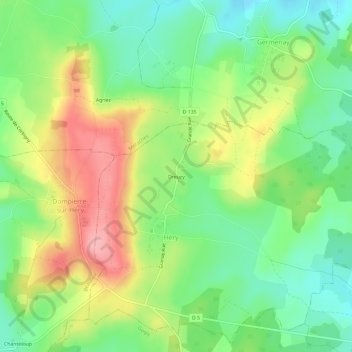 Mappa topografica Dreuzy, altitudine, rilievo