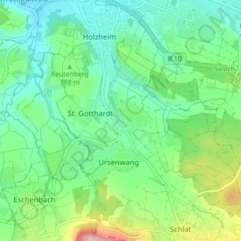 Mappa topografica Manzen, altitudine, rilievo