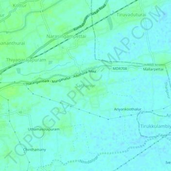 Mappa topografica Sathanur, altitudine, rilievo