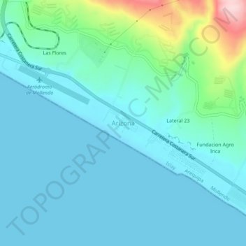 Mappa topografica Arizona, altitudine, rilievo
