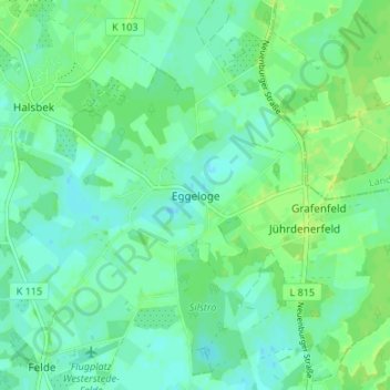 Mappa topografica Eggeloge, altitudine, rilievo