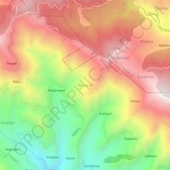 Mappa topografica Binakot, altitudine, rilievo